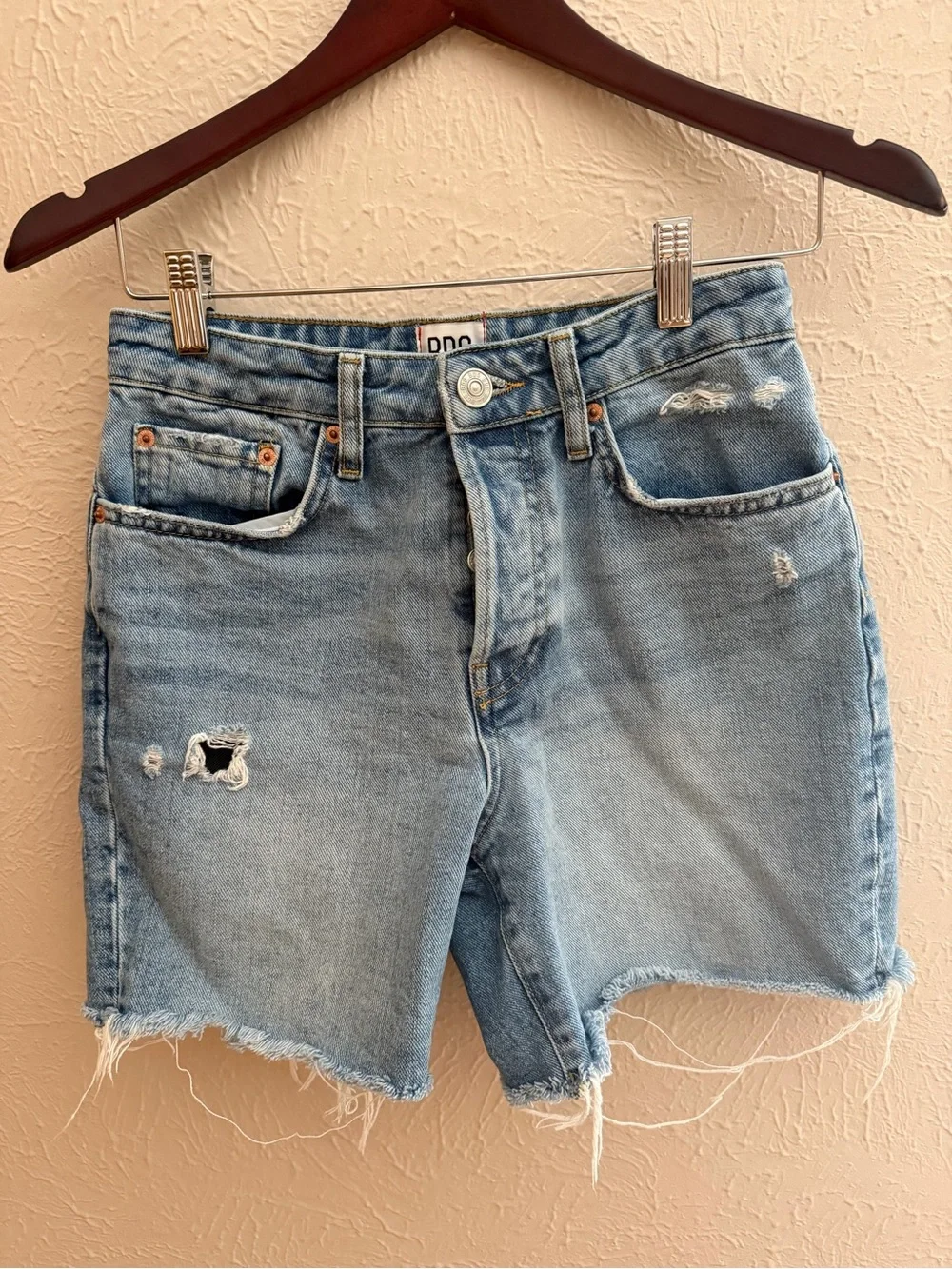 BDG Urban Outfitters 90s Long Inseam Distressed Cutoff Denim Shorts | Size 26